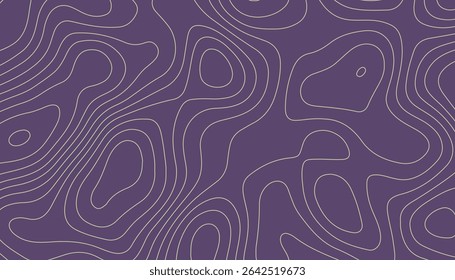 Purple Topographic Map Background with White Contour Lines