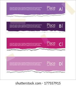 Purple torn paper with space for text