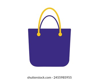 Purple tote bag Illustration. Vibrant shopper bag design in a flat style.  Minimalist design. Concept of reusable bags, eco-friendly shopping. Isolated on white background. Print