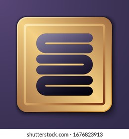 Purple Towel stack icon isolated on purple background. Gold square button. Vector Illustration