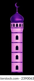 purple tower mosque with crescent
