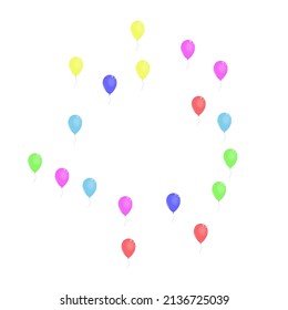 Purple Toy Background White Vector. Flying Latex Illustration. Green Celebration. Multicolor Balloon. Surprise Light Template.