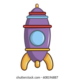 Purple toy rocket icon. Cartoon illustration of purple toy rocket vector icon for web