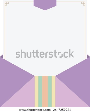 Purple Traditional Envelope with Decorative Insert Card Flat Vector Illustration for Festive Invitation and Greeting