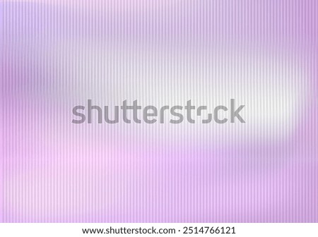 Purple transparent ribbed glass texture. Reeded translucent plastic texture. Striped background pattern overlay. Fluted window close-up. Vector illustration.