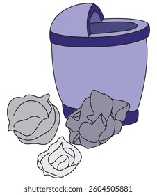 Purple trash bin cartoon vector illustration
