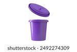 Purple Trash Bin with Open Lid Isolated on White Background. Vector illustration