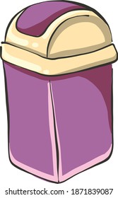 Purple trash can, illustration, vector on white background.