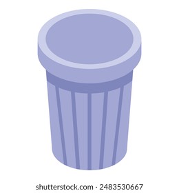 Purple trash can standing open and waiting to collect garbage in isometric view