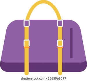 Purple travel bag featuring a vibrant yellow handle and straps, offering a stylish and practical accessory ideal for journeys and adventures, ensuring essentials are easily carried