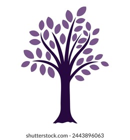 Purple tree icon, isolated on white background
