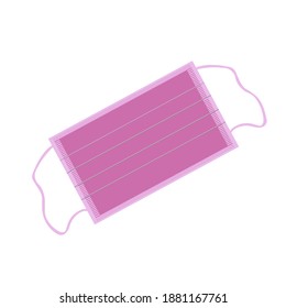 Purple trend medical protective mask against viruses and bacteria for the face during the period of coronavirus, pandemic, quarantine, lockdowns. Vector illustration.
