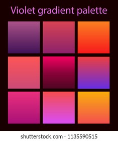 Purple trendy set ultraviolet gradient background violet palette set of vector patterns for design and web concept art