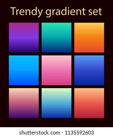 Purple trendy set ultraviolet gradient background violet palette set of vector patterns for design and web concept art