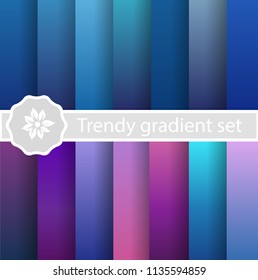 Purple trendy set ultraviolet gradient background violet palette set of vector patterns for design and web concept art