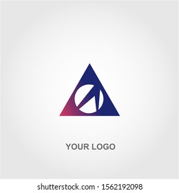 purple triangle  geometric logo vector template