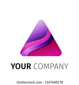 Purple triangle Logo design ribbon