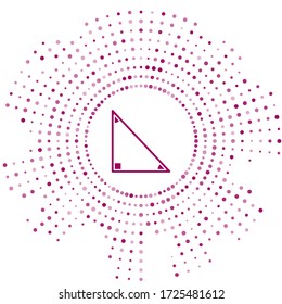 Das violette Dreieck-Mathematiksymbol ist auf weißem Hintergrund isoliert. Abstrakte Kreis zufällige Punkte. Vector Illustration