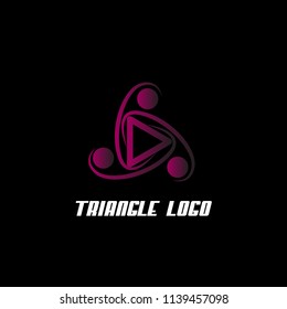 purple triangle minded logo company, vector symbol helps like-minded professionals find each other based on matching common skills , interests, and needs. This logo can use for software or application