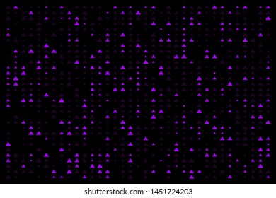 Purple triangle in random shape with halftone style isolated in black background. Abstract arrow on black color background. Usable for design background - Vector Illustration