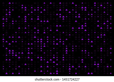 Purple triangle in random shape with halftone style isolated in black background. Abstract arrow on black color background. Usable for design background - Vector Illustration