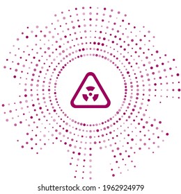 Purple Triangle sign with radiation symbol icon isolated on white background. Abstract circle random dots. Vector