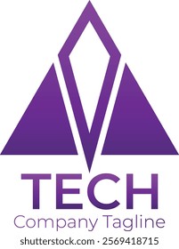 Purple Triangle Tech Company Logo Design, Geometric, Modern, Abstract Vector Illustration