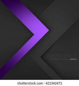 Purple triangle vector background arrow angle paper layer overlap on black space unusual modern material for text and message artwork background design