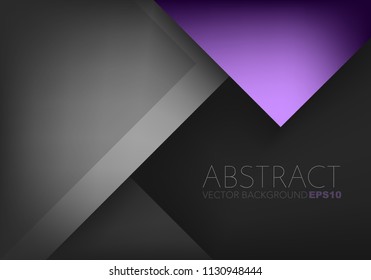 Purple triangle vector background geometric overlap layer on black space for text and background design