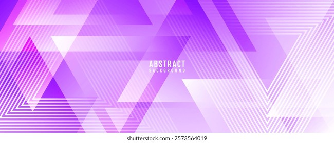 Purple triangles abstract background overlap layer on bright space with stripes effect decoration. Modern graphic design element lines style concept for web banner, art, flyer, card, or brochure cover