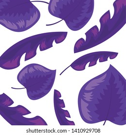 purple tropical foliage leaves botanical background vector illustration