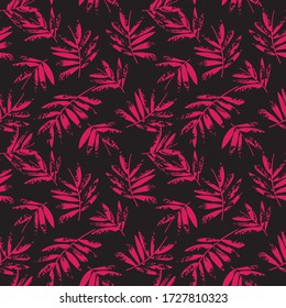 Purple Tropical Leaf botanical seamless pattern background suitable for fashion prints, graphics, backgrounds and crafts