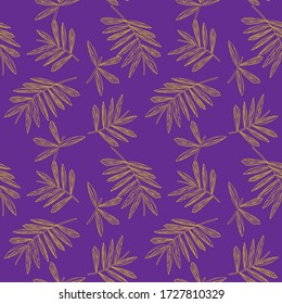 Purple Tropical Leaf botanical seamless pattern background suitable for fashion prints, graphics, backgrounds and crafts