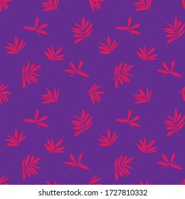 Purple Tropical Leaf botanical seamless pattern background suitable for fashion prints, graphics, backgrounds and crafts
