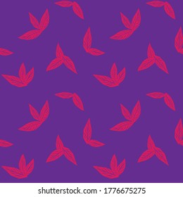 Purple Tropical Leaf botanical seamless pattern background suitable for fashion prints, graphics, backgrounds and crafts