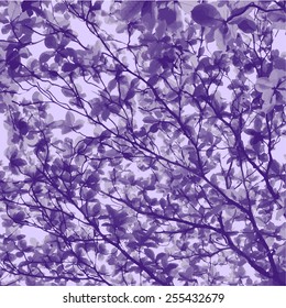 Purple tropical leaves vector background 