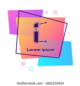 Purple Truck side mirror icon isolated on white background. Color rectangle button. Vector Illustration