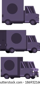 Purple Truck Van Car Vector illustration from 3 views - Front, Rear and Side illustration isolated on transparent background  