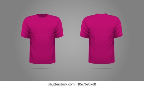 Purple T-shirt template vector, front and back view. 