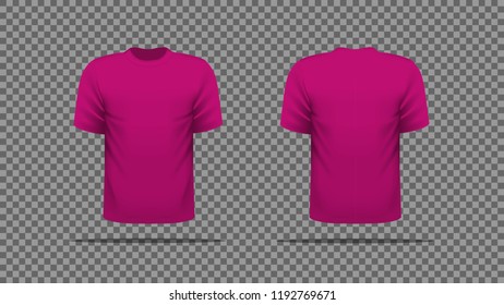 Purple T-shirt template vector, front and back view. 