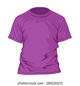 Purple t-shirt with texture. Design template. Vector illustration