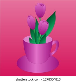 purple tulips in a cup
