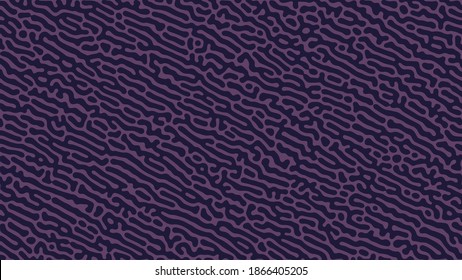Fondo de reacción de Turing púrpura. Patrón de difusión abstracta con formas caóticas. Ilustración vectorial.
