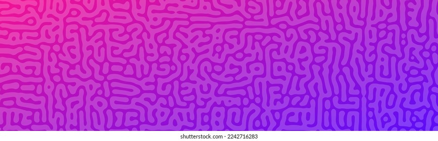 Purple Turing reaction gradient background. Abstract diffusion pattern with chaotic shapes. Vector illustration