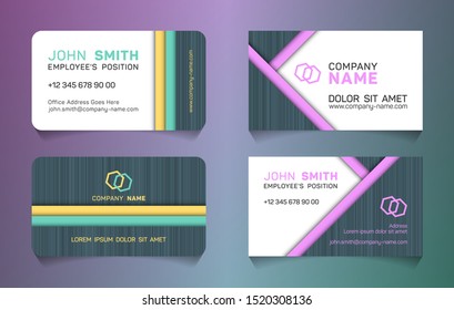  Purple turquoise gray modern creative business cards and name cards,horizontal simple templates vector design. Business card layouts abstract creative design.