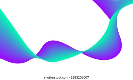 purple turquoise green Abstract flowing wavy gradient. ribbon vector illustration.
