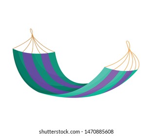 Purple with turquoise hammock. Vector illustration on white background.