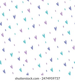 Púrpura y turquesa corazones Vector sin patrón