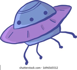 Purple UFO, illustration, vector on white background