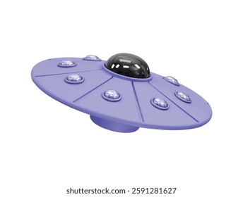 Purple UFO Spaceship icon 3d illustration UFO icon 3d render